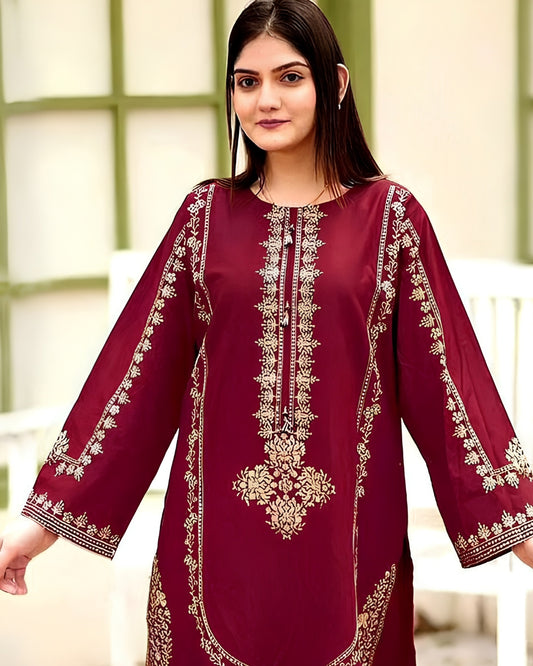 UMZAY 2-PIECE LAWN EMBROIDERED SHIRT WITH ELEGANT TROUSER