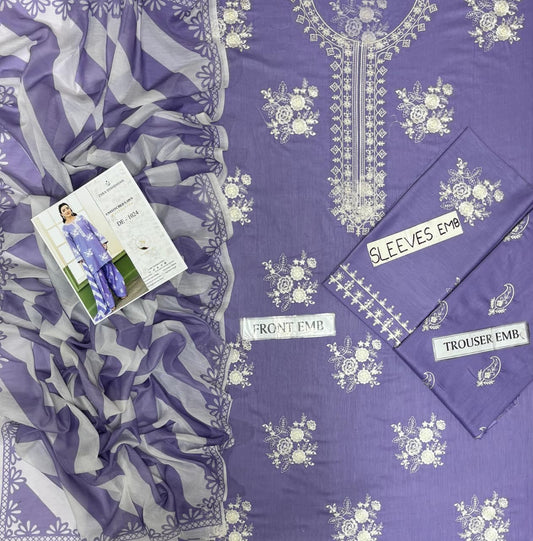 ZARA SHAHJAHAN-3PC LAWN EMBROIDERED SHIRT WITH MONARK PRINTED DUPATTA AND EMB TROUSER