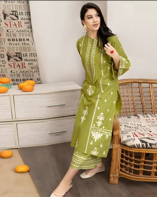 PEZWAAN 2-PIECE LAWN EMBROIDERED SHIRT WITH ELEGANT EMBROIDERED TROUSER