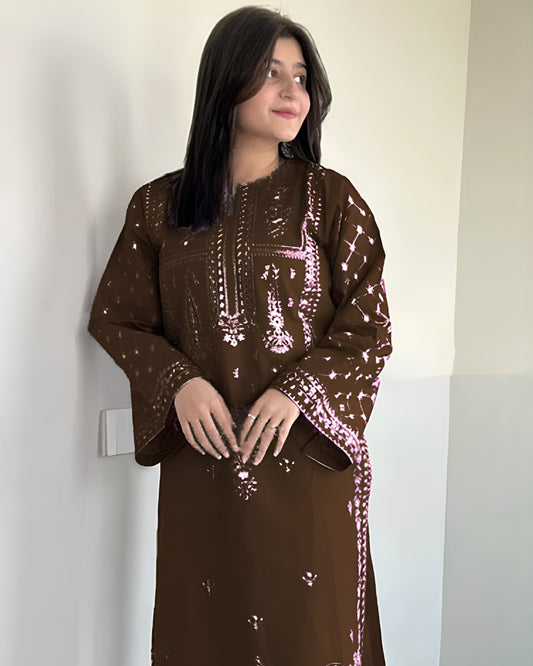 AZURE 2-PIECE LAWN EMBROIDERED SHIRT WITH ELEGANT TROUSER
